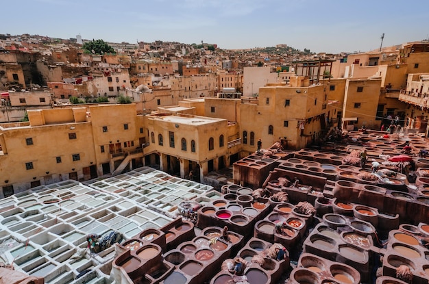 Antica conceria Chouara a Fez, in Marocco