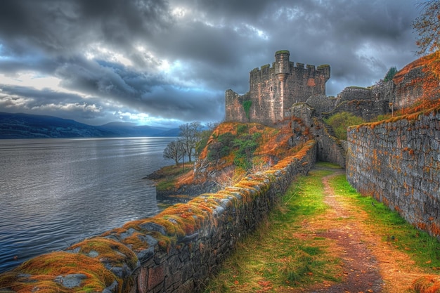 Antica fortezza che si affaccia sul lago Ness in Scozia