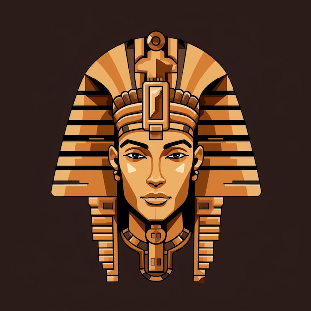 Antica illustrazione della testa del faraone con un tocco di arte del gioco 2d