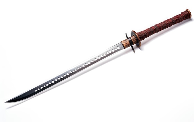 Antica katana giapponese su sfondo bianco