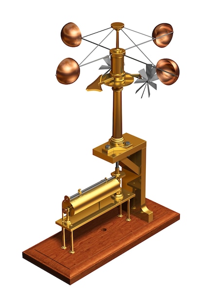 Antica Stazione Meteo Anemometro Su Sfondo Bianco