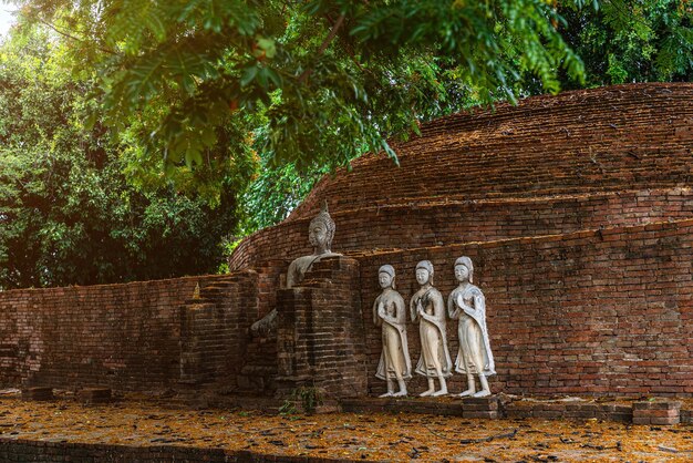 Antiche figure di buddha nel tempio SRI SUKHOT è un antico tempio buddista nel palazzo Chan è un tempio buddista È una delle principali attrazioni turistiche di PhitsanulokThailandia