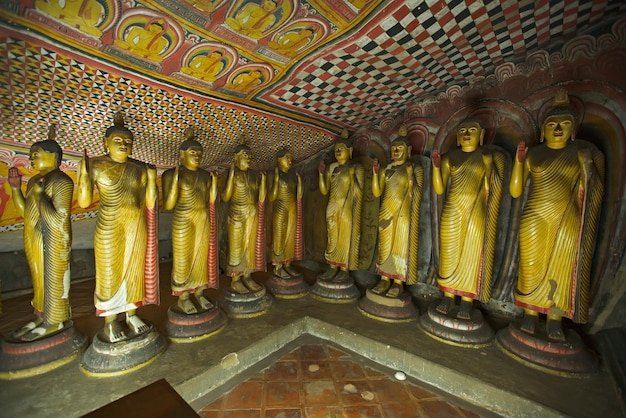 Antiche immagini del Buddha nelle caverne dello Sri Lanka del tempio della roccia di Dambulla