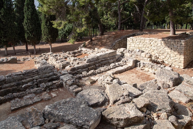 Antiche rovine nel sito archeologico dell'età del bronzo di Cnosso a Creta e in Europa, la città più antica di Creta, Grecia