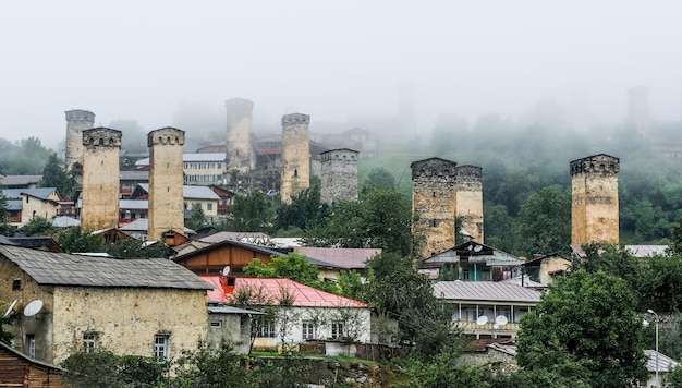 Antiche torri Svan a Mestia Georgia