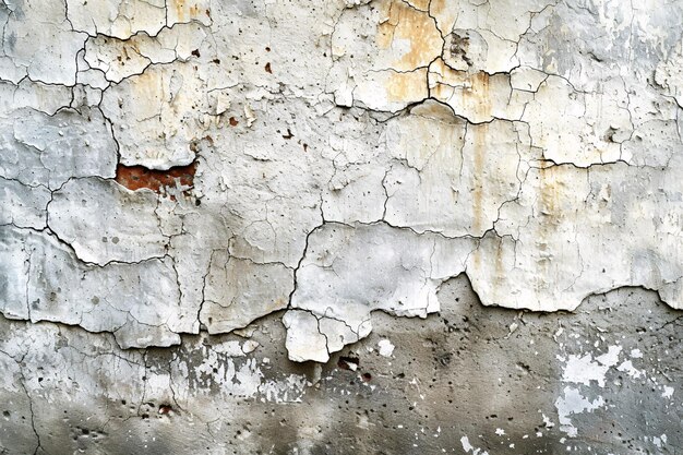Antico muro di cemento invecchiato con una superficie liscia e lucidata e colore crema naturale con un modello grezzo vintage di crepe di pietra spruzzata