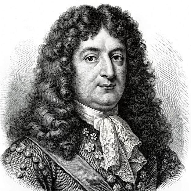 Antico ritratto in incisione di Luigi XIV