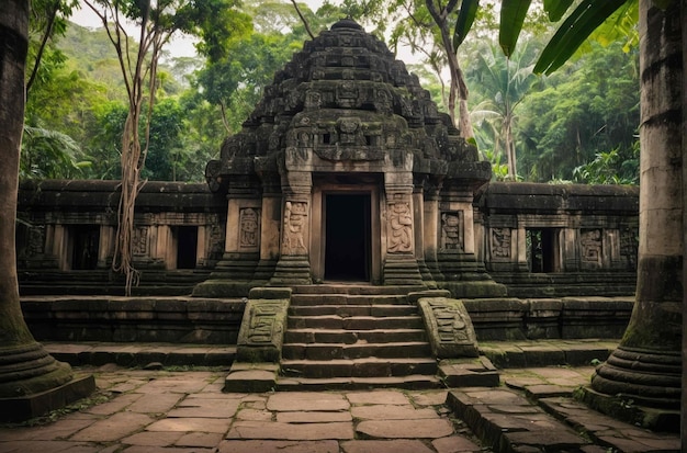 Antico tempio annidato in una fitta giungla