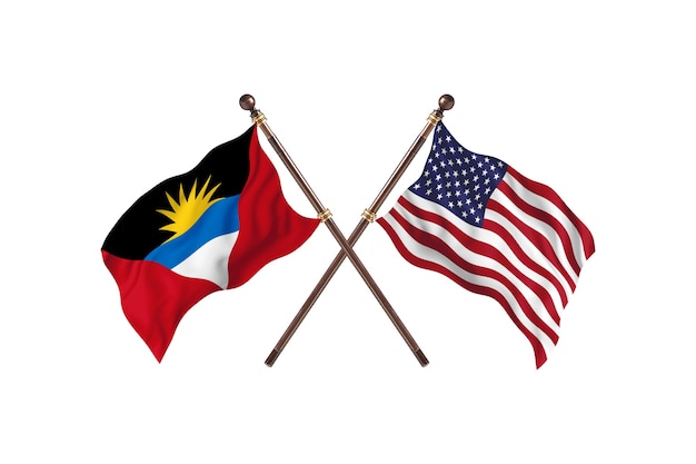 Antigua e Barbuda contro gli Stati Uniti d'America due bandiere di paesi Background