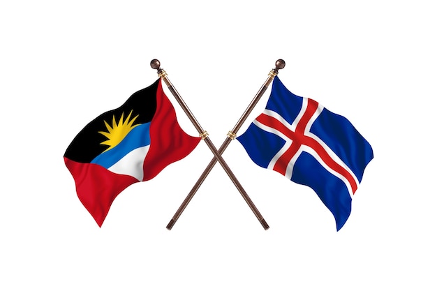 Antigua e Barbuda contro l'Islanda due bandiere di paesi Background