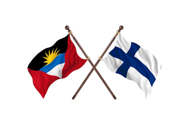 Antigua e Barbuda contro la Finlandia due bandiere di paesi Background