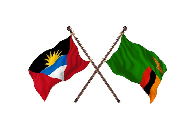 Antigua e Barbuda contro lo Zambia due bandiere di paesi Background