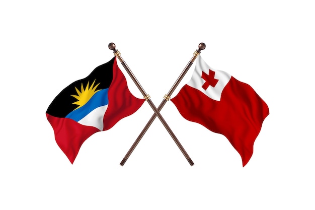 Antigua e Barbuda contro Tonga due bandiere di paesi Background