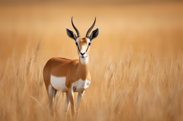 antilope springbok di medie dimensioni nell'intelligenza artificiale generativa dell'erba gialla alta