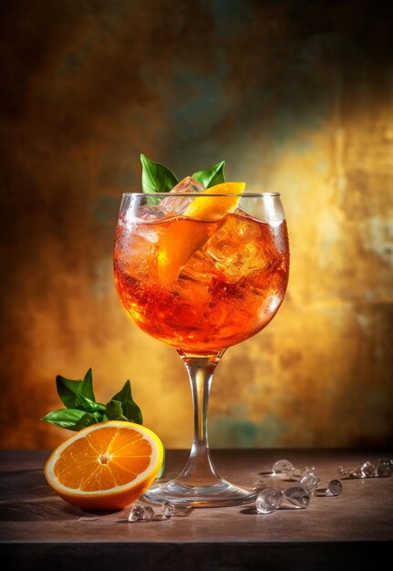 Aperol Spritz cocktail con arancione su uno sfondo luminoso e bellissimo