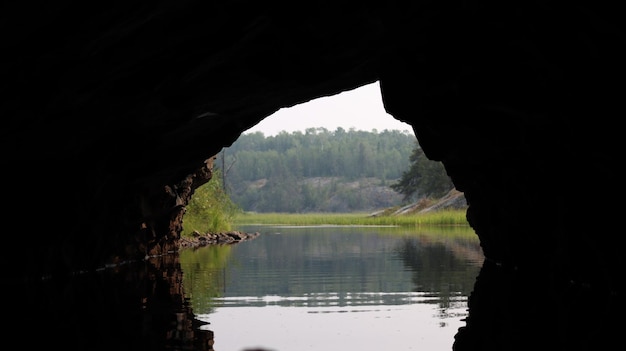 Apertura del passaggio del tunnel nel lago Caddy, Manitoba in primavera
