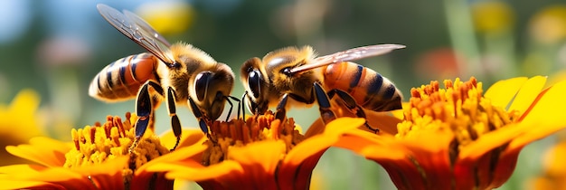 Api apis mellifera su fiori di helenium da vicino