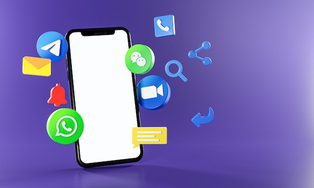 App di comunicazione di messaggistica più popolare Zoom Telegram Whatsapp Wechat Icons.