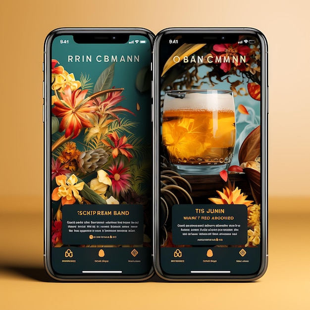 App mobile di Caribbean Rum Bar Tropical and Energetic Concept Design Isla Menu di cibo e bevande