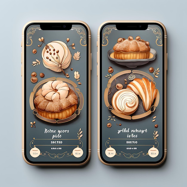 App mobile di pasticceria artigianale Pasticceria a mano Design concettuale Capricci Menu cibo e bevande