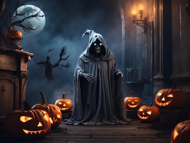 Apparizioni spettrali a pesanti zucche immagini inquietanti di Halloween