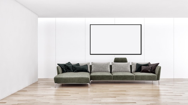 Appartamento con interni luminosi e moderni con illustrazione del telaio del poster mock up Immagine generata dal computer con rendering 3D