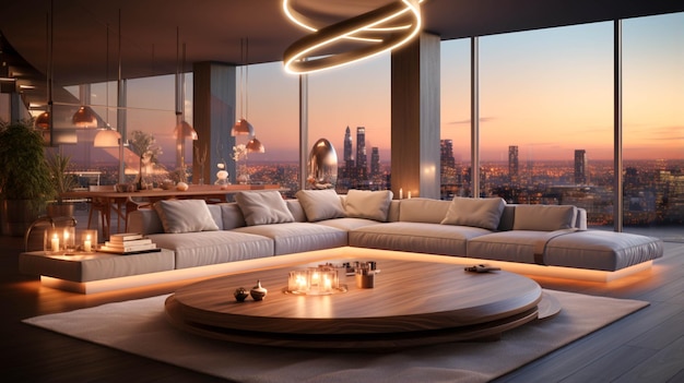 Appartamento di lusso moderno dal design elegante con lampadina