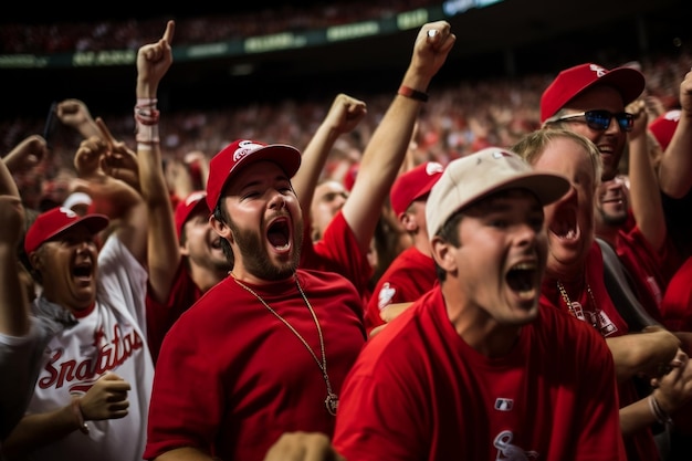 Appassionati di baseball che celebrano la vittoria della squadra IA generativa