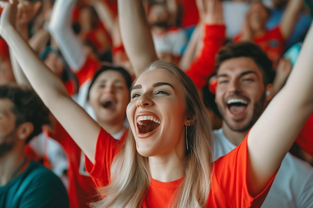 Appassionati di calcio che applaudono un gol che sostengono i giocatori preferiti concetto di sport emozioni umane