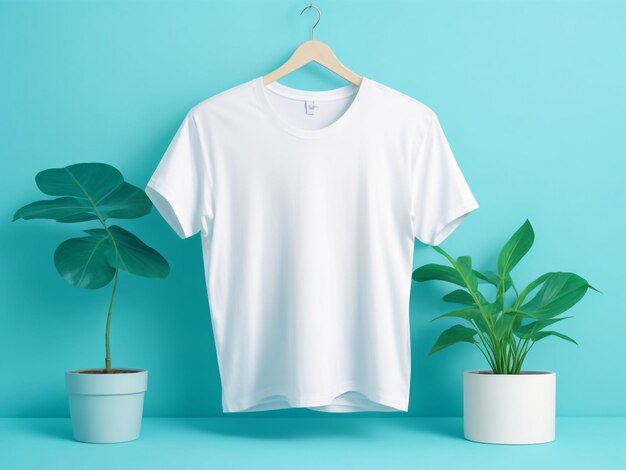 Appendiabiti con maglietta bianca su sfondo a colori Mockup per il design