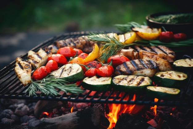 Appetitoso pesce alla griglia con verdure alla griglie