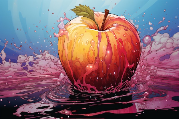 Apple Splash in Vector Freschezza colorata in acqua lattiginosa