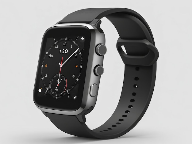 Apple Watch Sport 42mm Silver Aluminium Case con Sport Band nero con quadrante dell'orologio sul display Sid