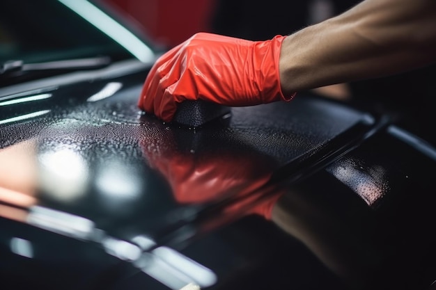 Applicare un liquido protettivo in ceramica sulla spugna dell'auto