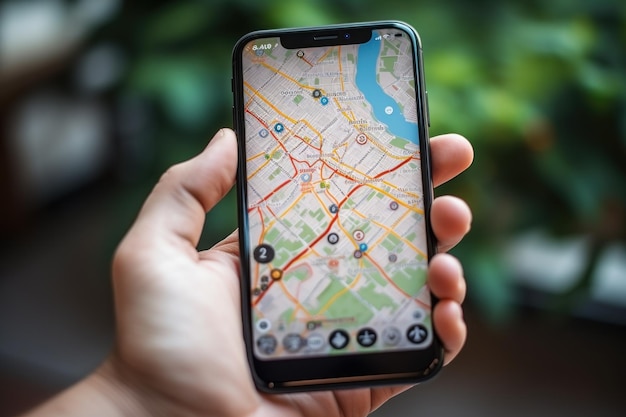 Applicazione di navigazione cartografica online sull'interfaccia dello smartphone