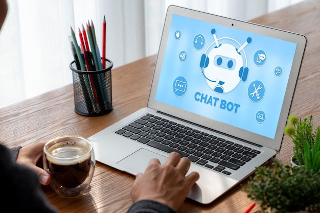 Applicazione software chatbot per business online alla moda che risponde automaticamente alle domande dei clienti