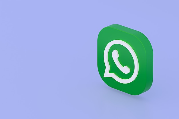 Applicazione Whatsapp icona logo verde 3d rendering su sfondo viola