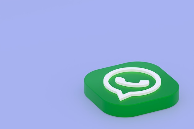 Applicazione Whatsapp icona logo verde 3d rendering su viola