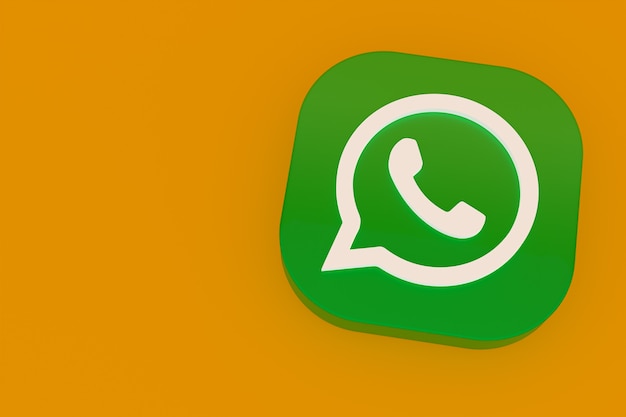 Applicazione Whatsapp logo verde icona 3d rendering su sfondo giallo