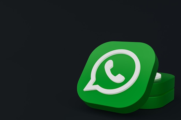 Applicazione Whatsapp logo verde icona 3d rendering su sfondo nero