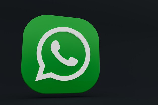 Applicazione Whatsapp logo verde icona 3d rendering su sfondo nero