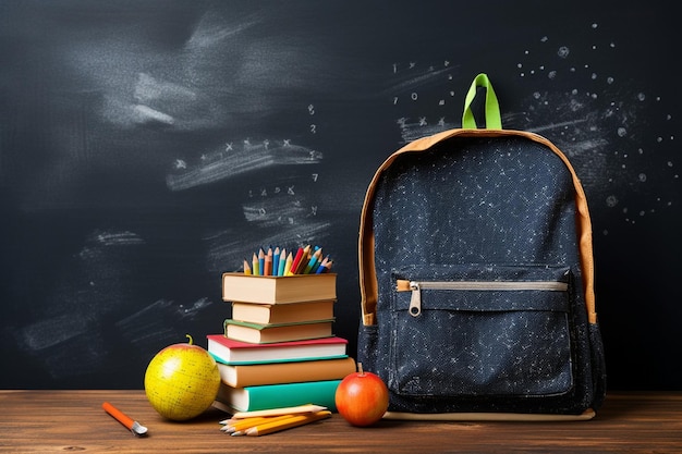 Apprendimento organizzato con borsa e materiale scolastico