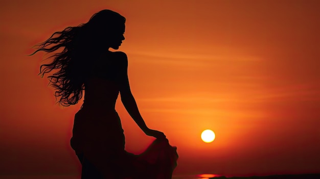 Apprezzando la silhouette della donna al tramonto al calar della notte