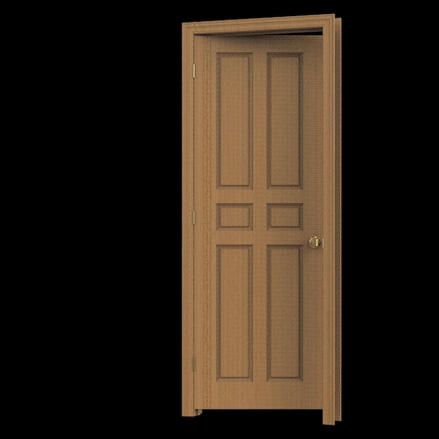 Aprire la porta isolata chiusa il rendering dell'illustrazione 3d