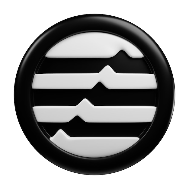 Aptos o APT Black coin 3d rendering vista frontale criptovaluta illustrazione stile cartone animato