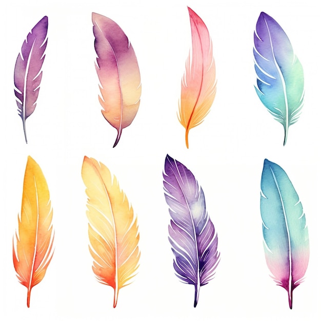 Aquarelle Feather Set di otto