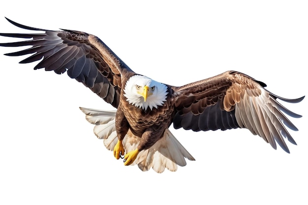 Aquila calva che vola su uno sfondo trasparente AI