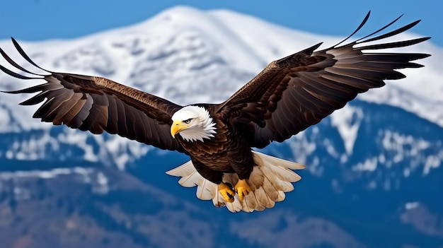 Aquila che vola liberamente sotto la luce del sole e il cielo blu Caccia agli uccelli predatori nel safari in Africa orientale