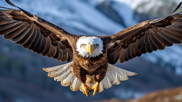 Aquila che vola liberamente sotto la luce del sole e il cielo blu Caccia agli uccelli predatori nel safari in Africa orientale