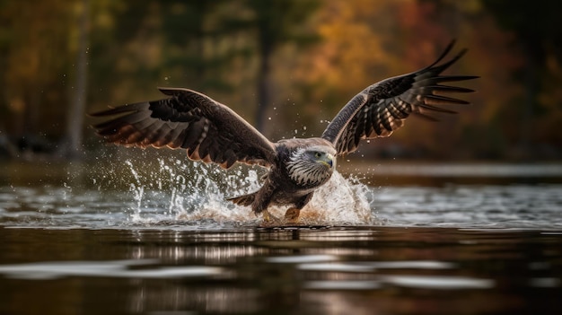 Aquila con un'espressione feroce sulla sua IA generativa di piume marroni